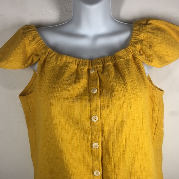 Texture & Thread Madewell yellow tie front top size medium - Picture 2 of 11